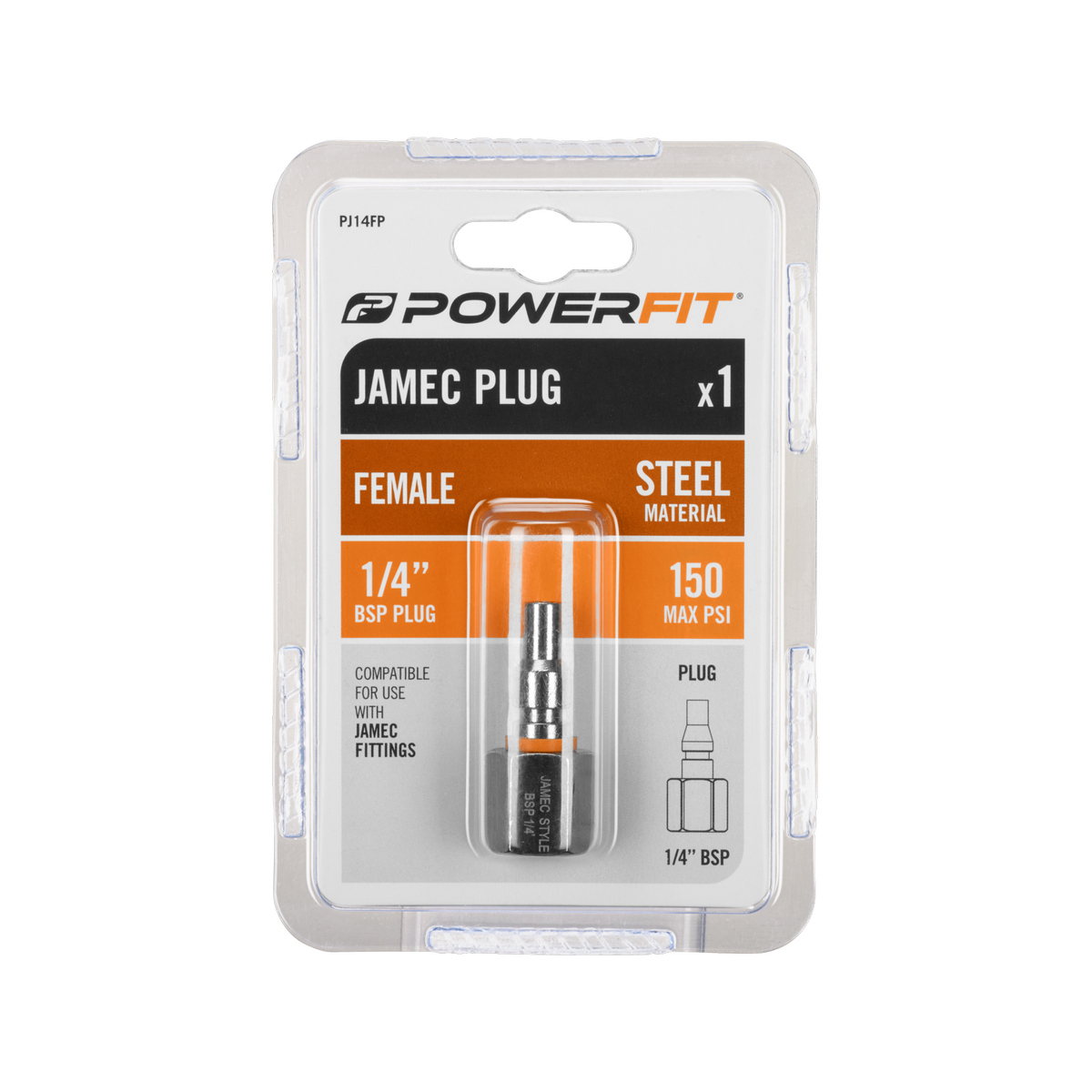 Powerfit Jamec Style 1/4" Female Plug - Steel - 150PSI