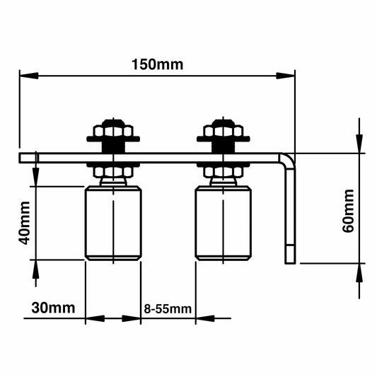 Richmond Dual Roller Gate Guide - 30mm