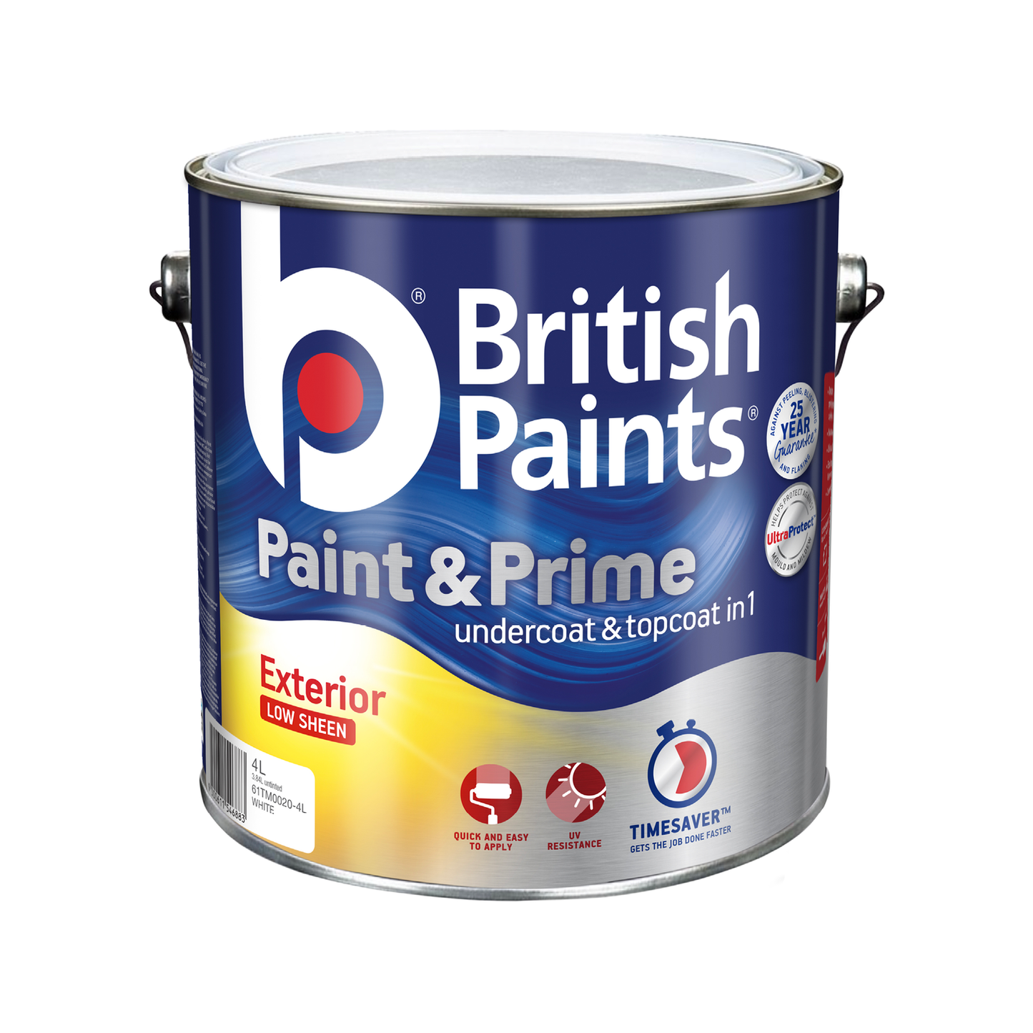 British Paints White Low Sheen Exterior Paint - 4L
