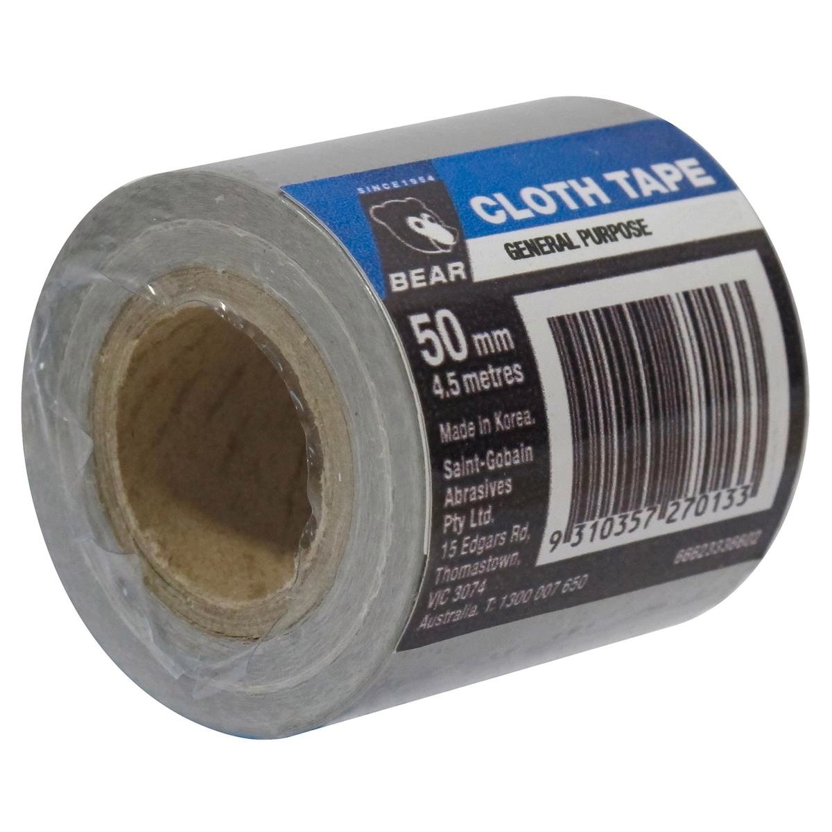 Norton Bear Cloth Tape 50mm x 4.5m Silver - Strong Flexible Adhesive