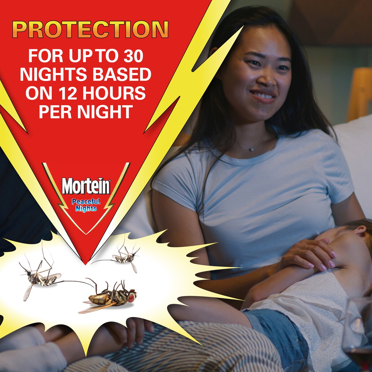 Mortein Peaceful Nights Automatic Plug In Fly & Mosquito Repellent 2.57mL