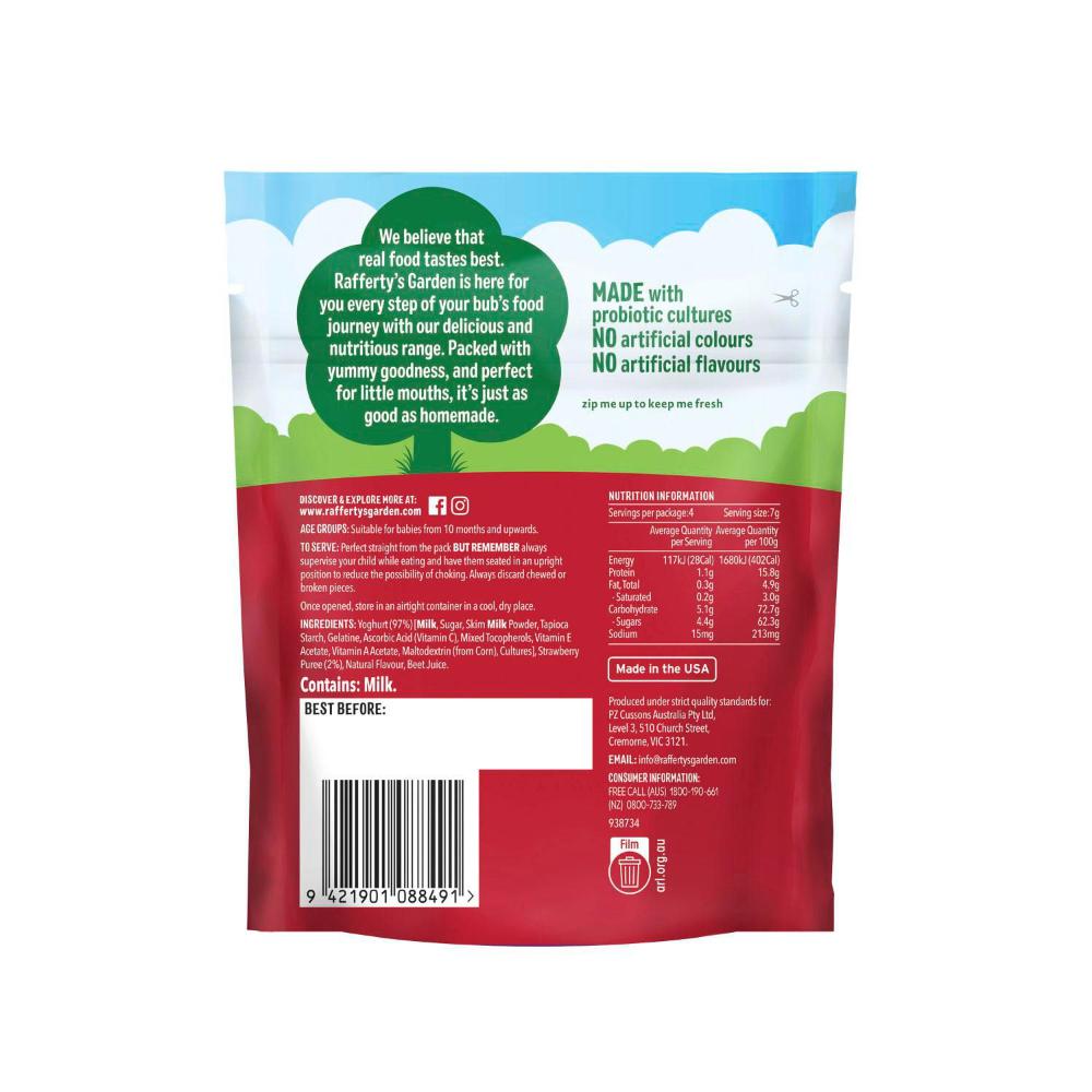 Rafferty's Garden Strawberry Yoghurt Buttons Baby Food Snacks 10+ Months - 28g