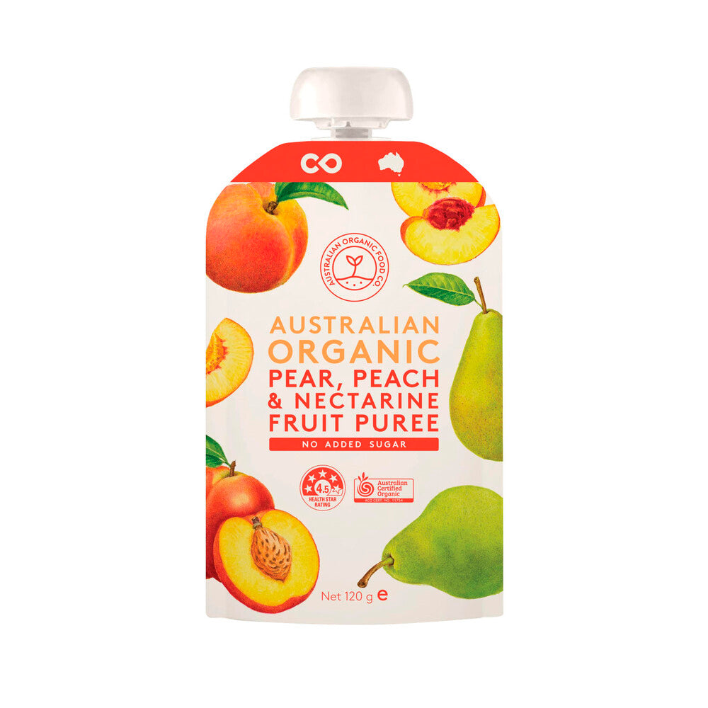 Australian Organic Fruit Puree Pear Peach & Nectarin - 120g
