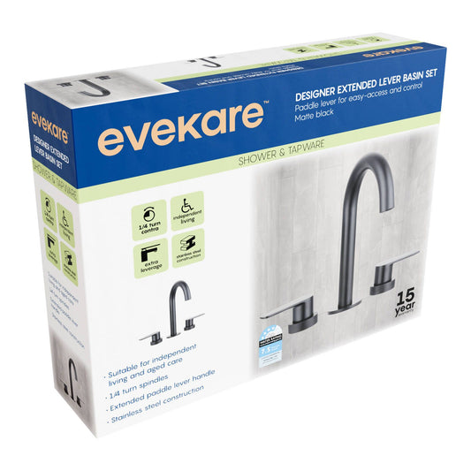Evekare Designer Extended Lever Basin Set - Matte Black