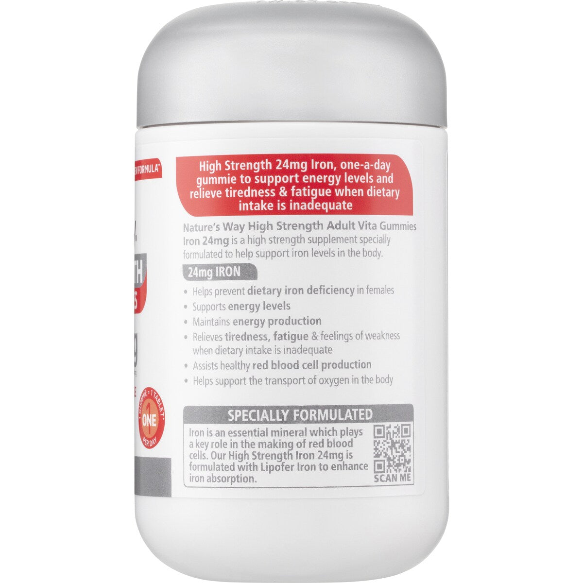 Nature's Way Adult Vita Gummies 24mg Iron Grape Flavour 30 pack