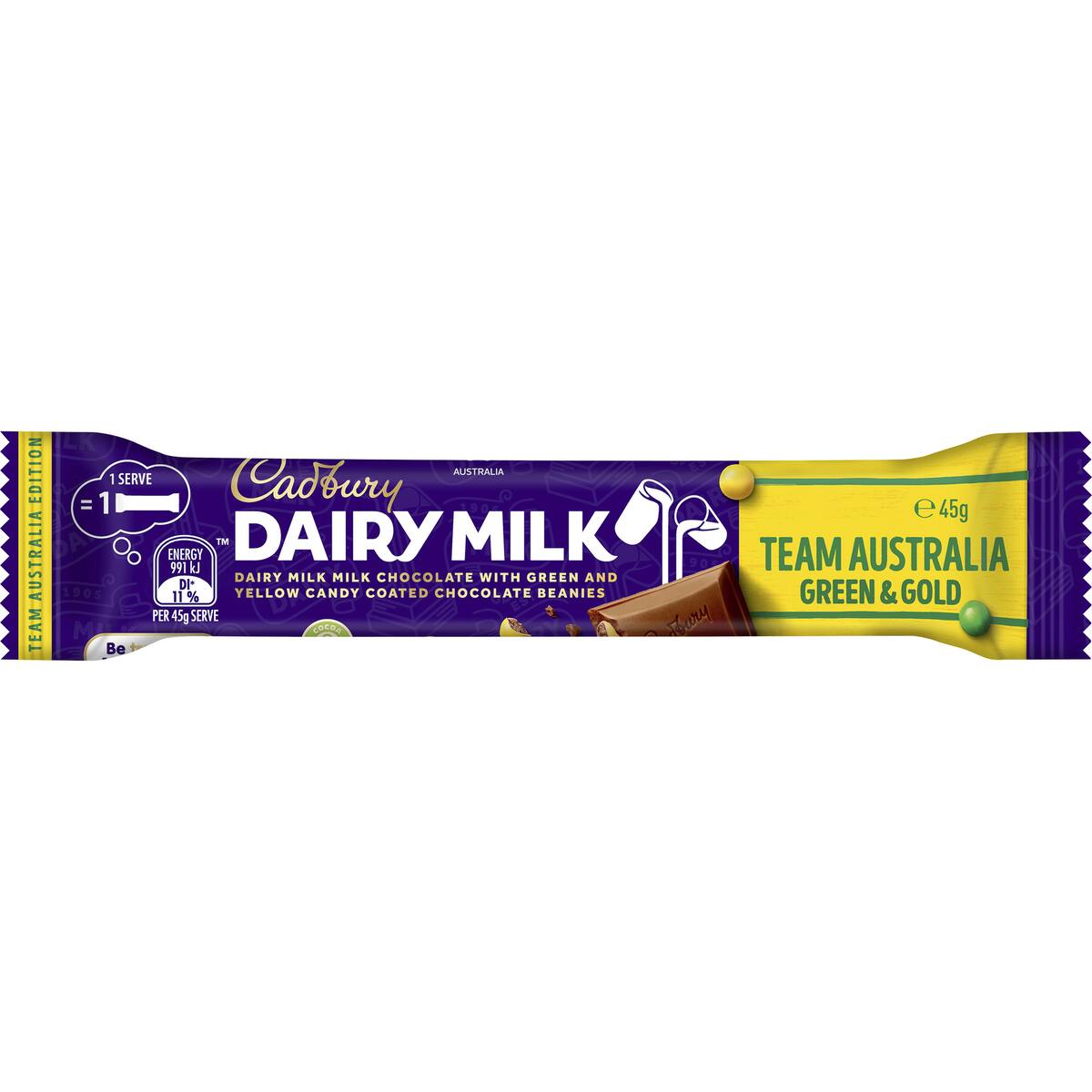 Cadbury Dairy Milk Team Australia Green & Gold Chocolate Bar 45g
