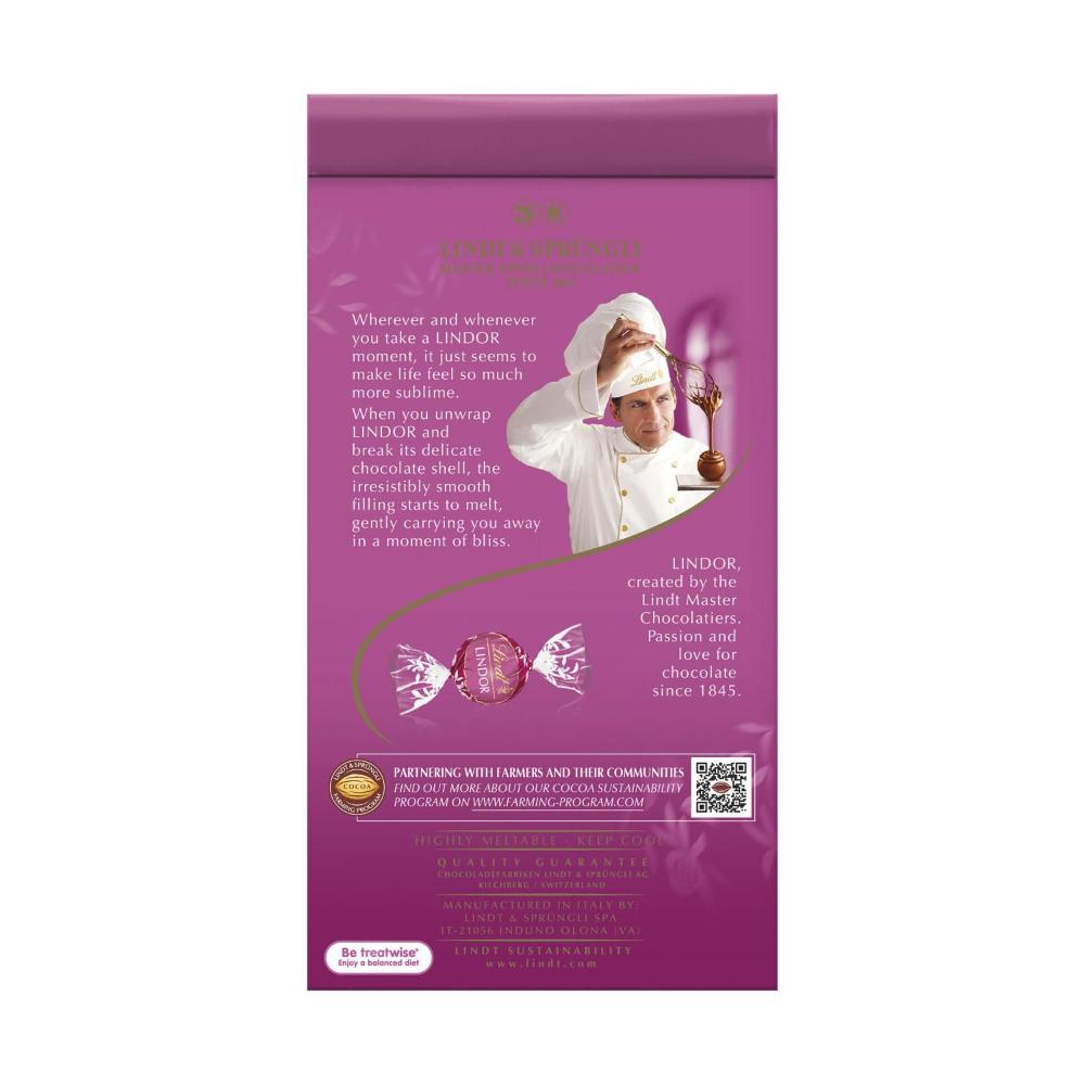 Lindt Lindor Raspberry & Cream Chocolate Bag - 123GRAM