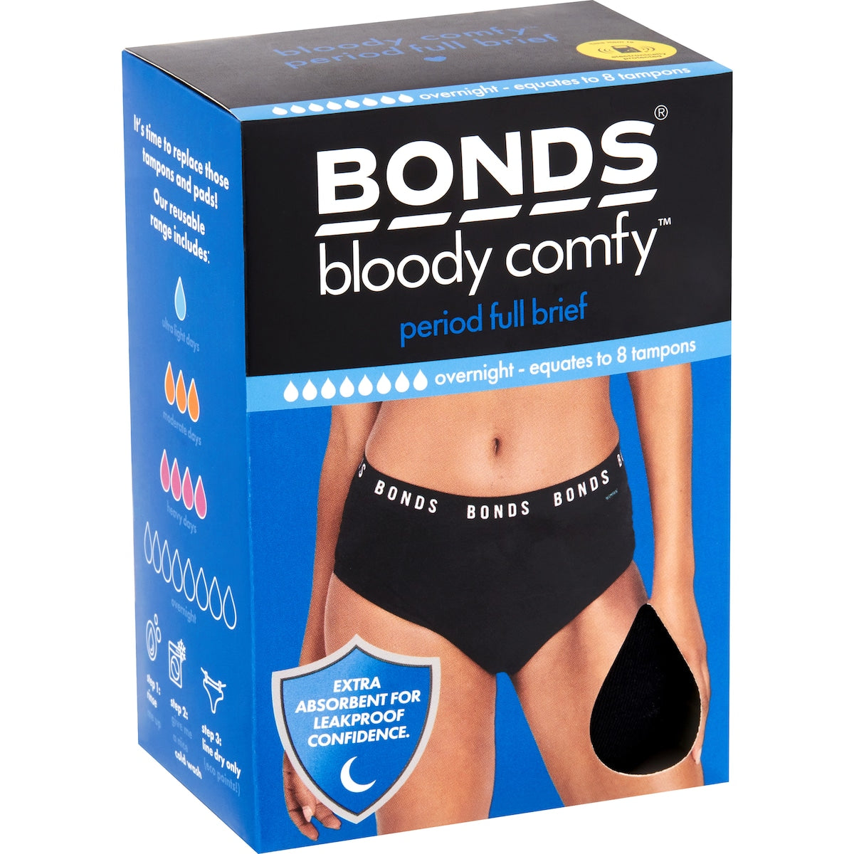 Bonds Bloody Comfy Overnight Period Full Brief Underwear Size 14 each