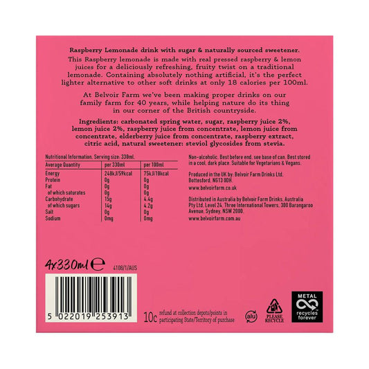 Belvoir Farm Raspberry Lemonade 4x330ml - 4 Pack