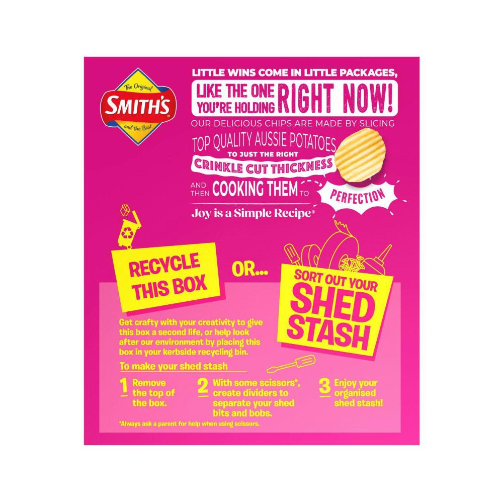Smith's Potato Chips Lunchbox Snacks Multipack Salt & Vinegar 8 Pack - 152g
