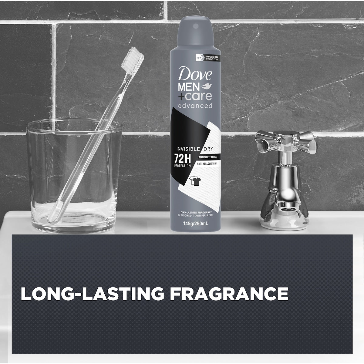 Dove Men+care Advanced 72hr Deodorant Aerosol Invisible Dry 250ml