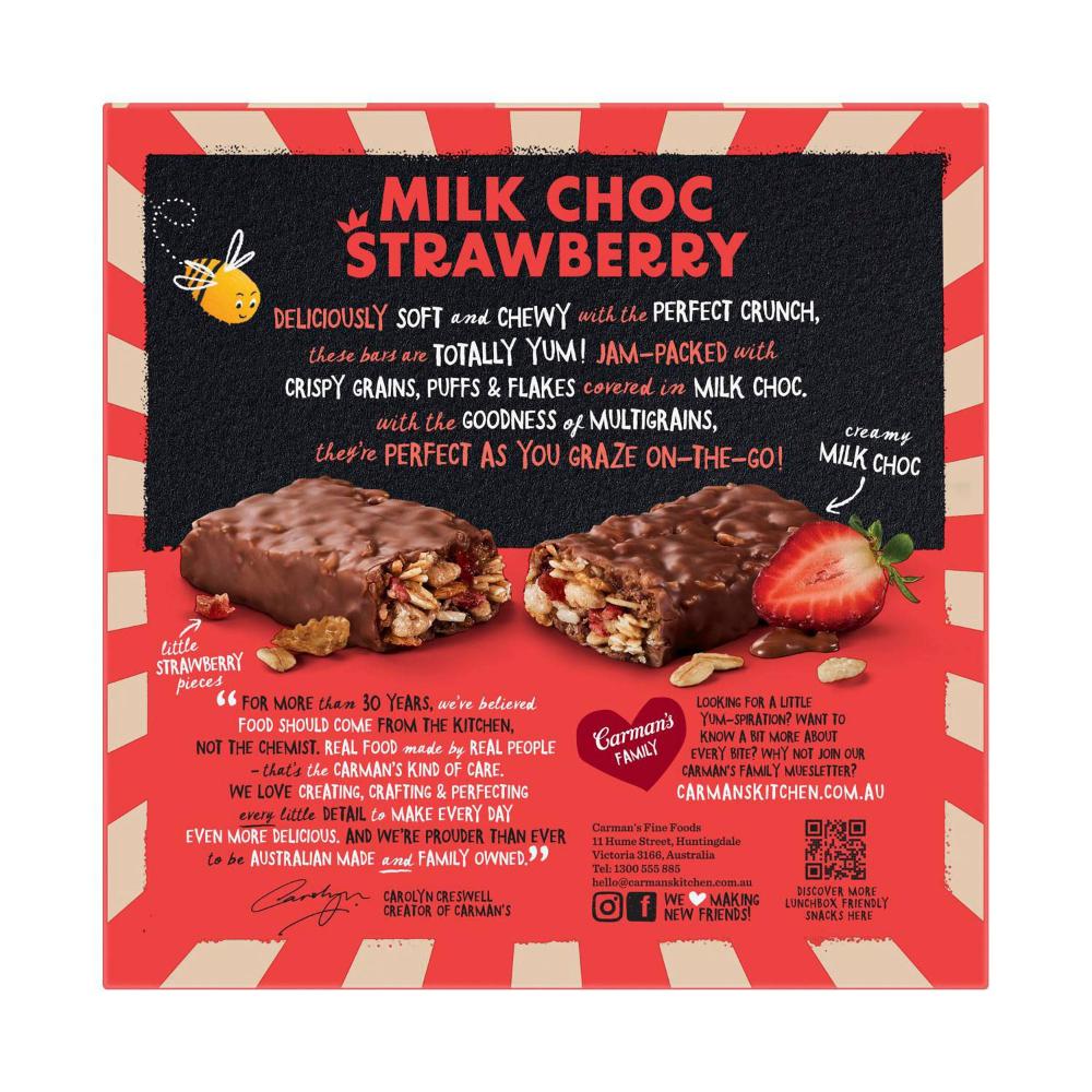 Carman's Multigrain Muesli Bars Milk Choc Strawberry 5 Pack - 150g