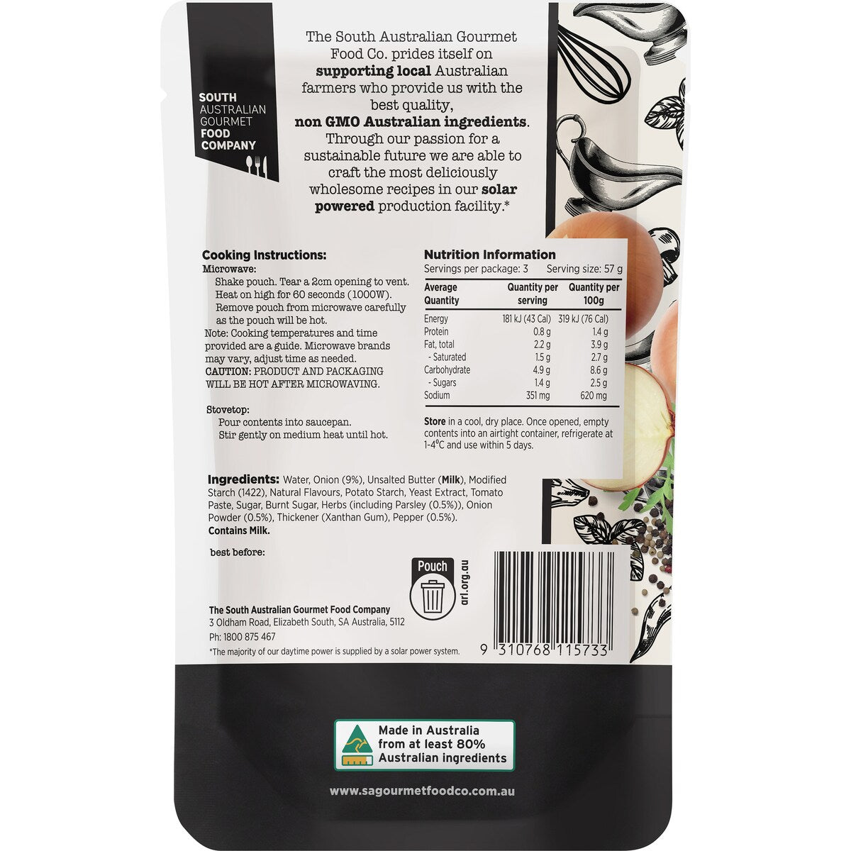 South Australian Gourmet Food Company Brown Onion Gravy 170g