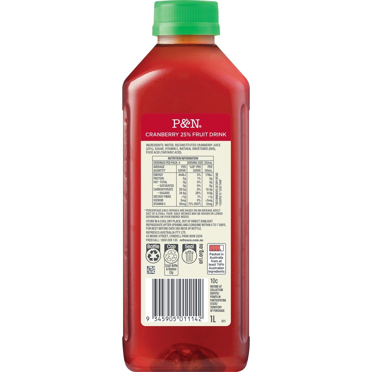 P&n Fruit Juice Cranberry Drink 1l