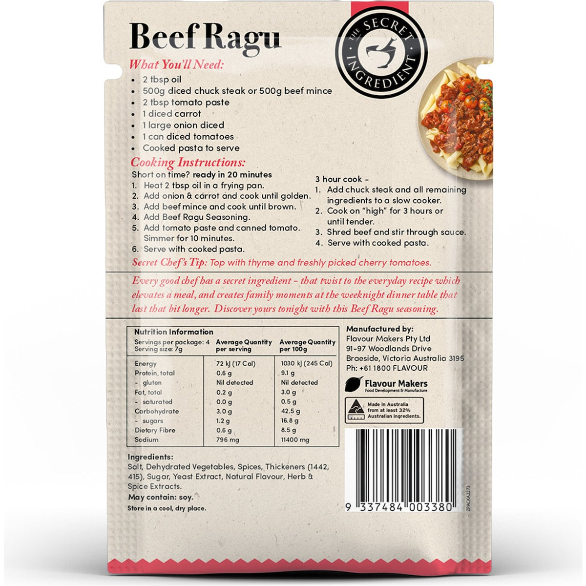 The Secret Ingredient Beef Ragu Seasoning 28g
