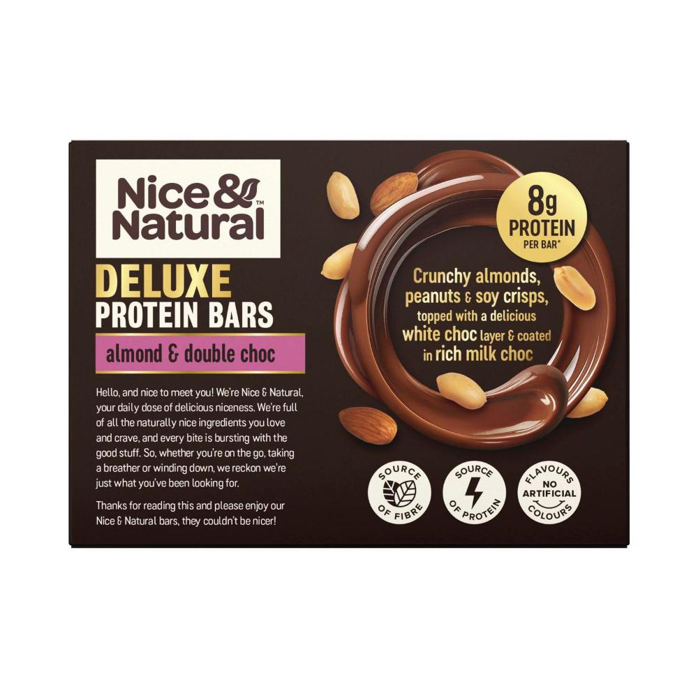 Nice & Natural Deluxe Protein Bars Almond & Double Choc Multipack Snacks 5 Pack - 200g