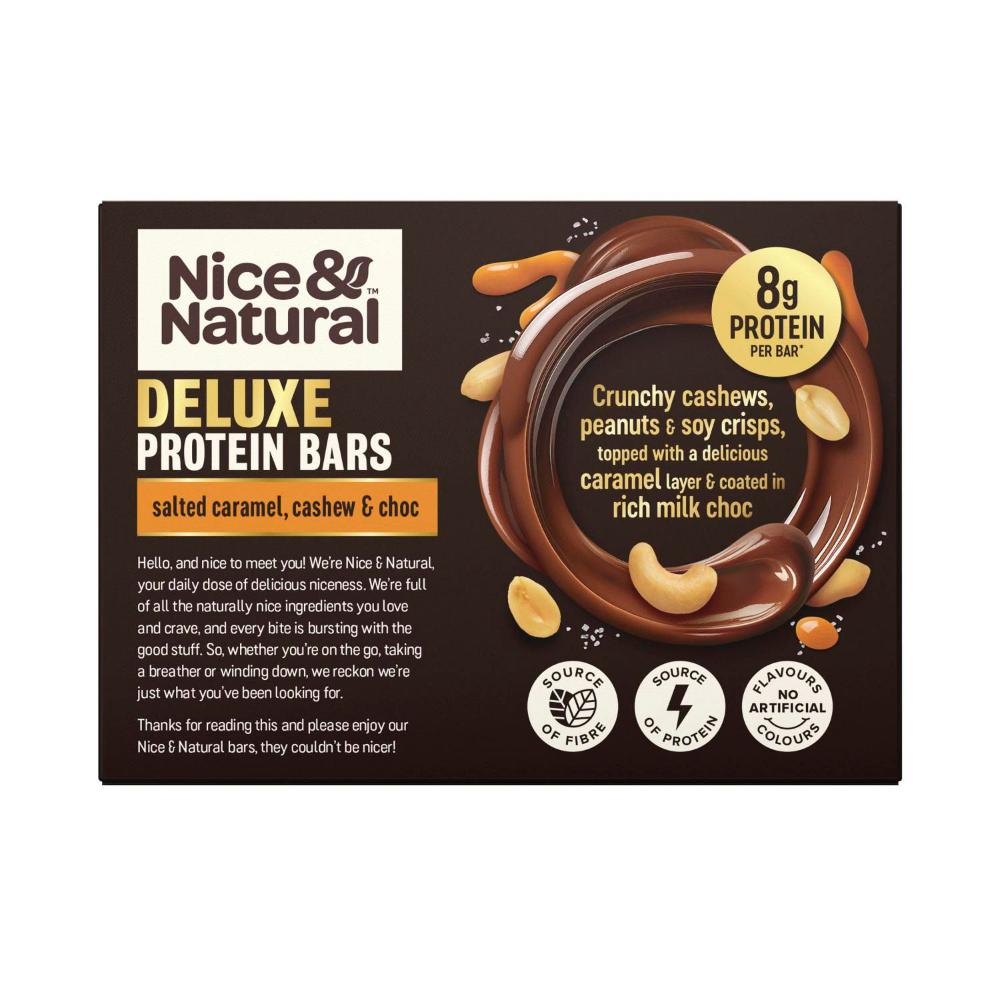 Nice & Natural Deluxe Protein Bars Caramel & Milk Choc Multipack Snacks 5 Pack - 200g