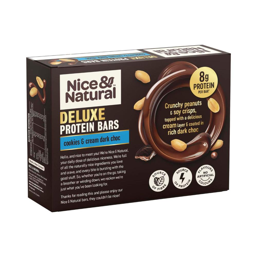 Nice & Natural Deluxe Protein Bars Cookies & Cream Dark Choc Multipack Snacks ... 200g