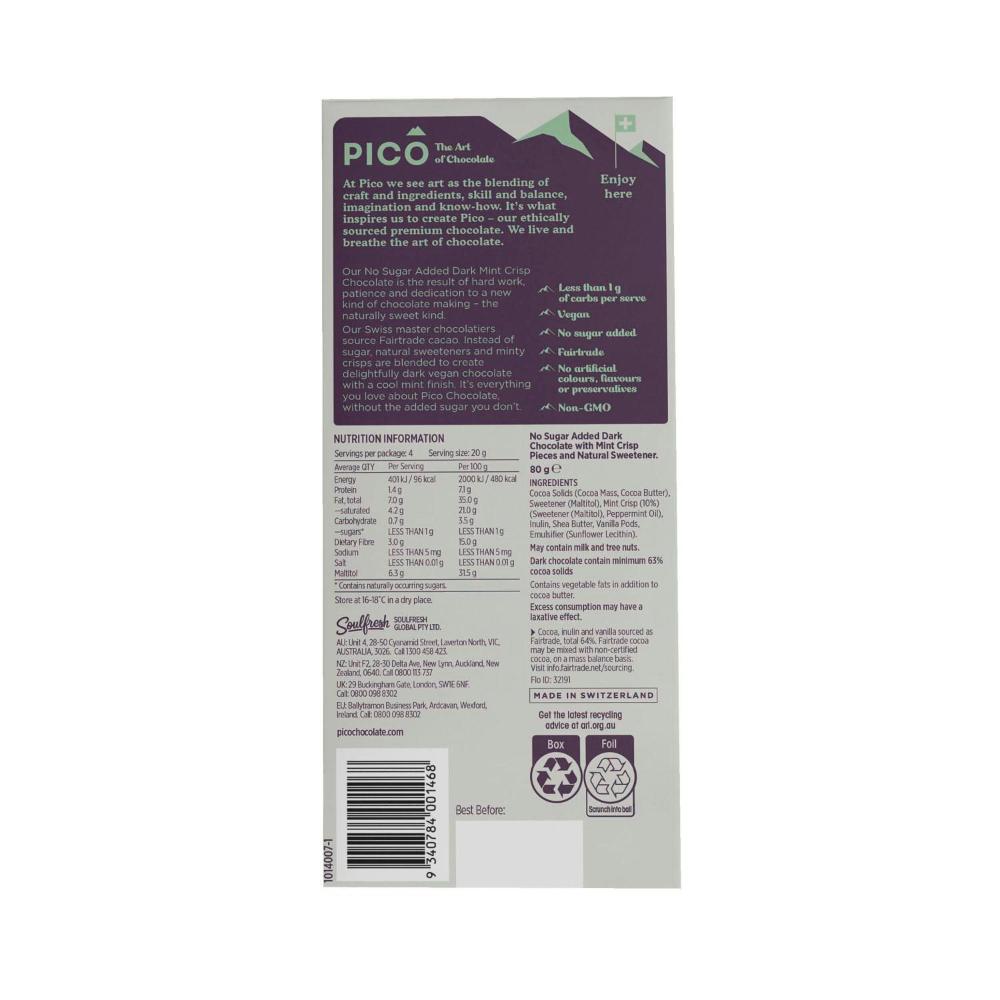 Pico No Added Sugar Vegan Dark Mint Crisp - 80g