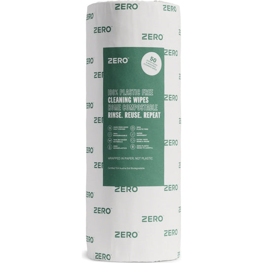 Zero Plastic Free Reusable Cleaning Wipes Roll 50 Sheets Each