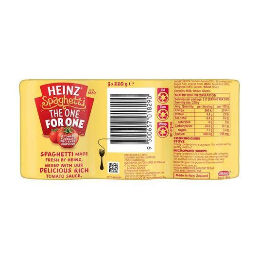 Heinz Spaghetti In Tomato Sauce Pasta 3 Pack - 660g
