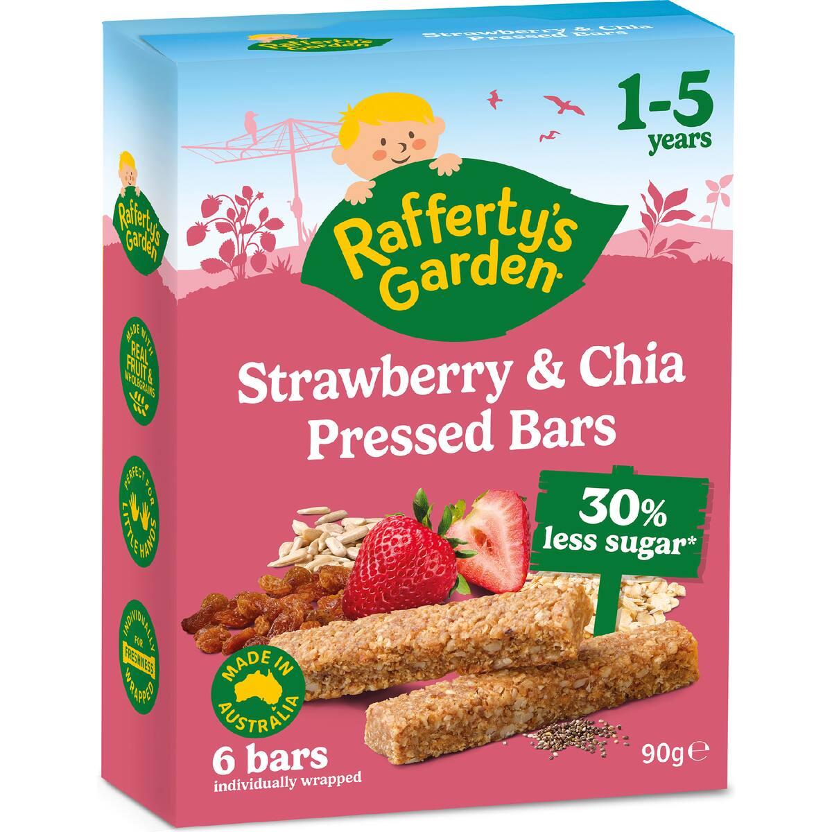 Rafferty's Garden Strawberry & Chia Pressed Bars 6 Pack