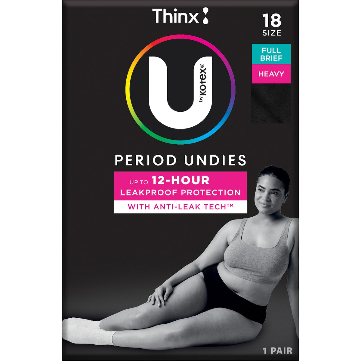 U By Kotex Thinx Period Undies Brief Cut Size 18 Each