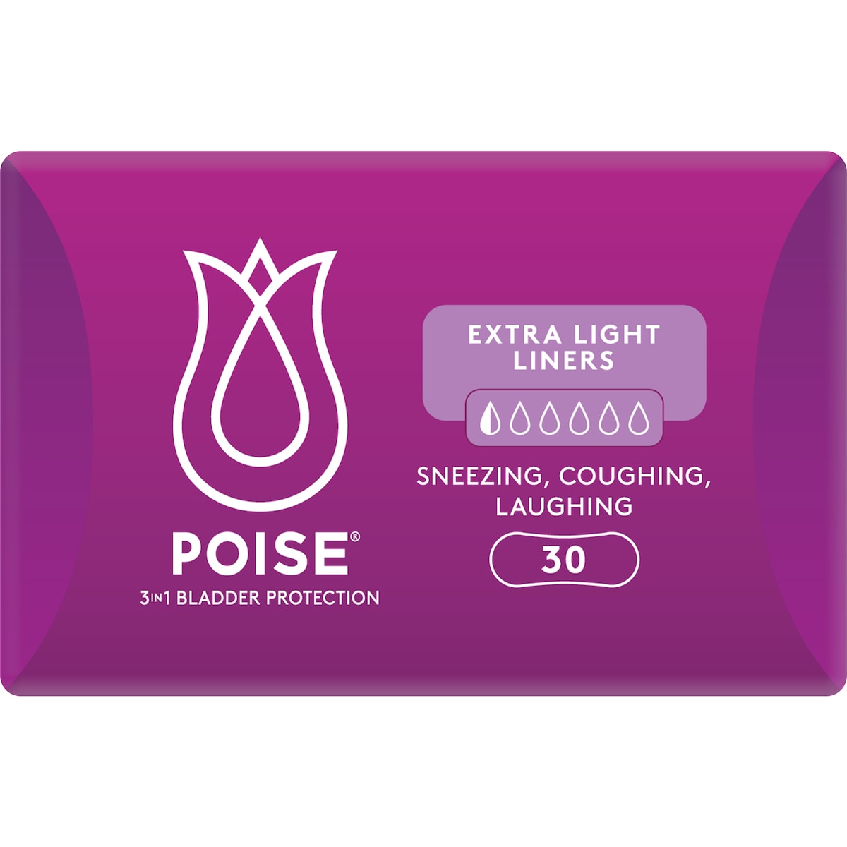Poise Incontinence Liners Extra Light 30 Pack