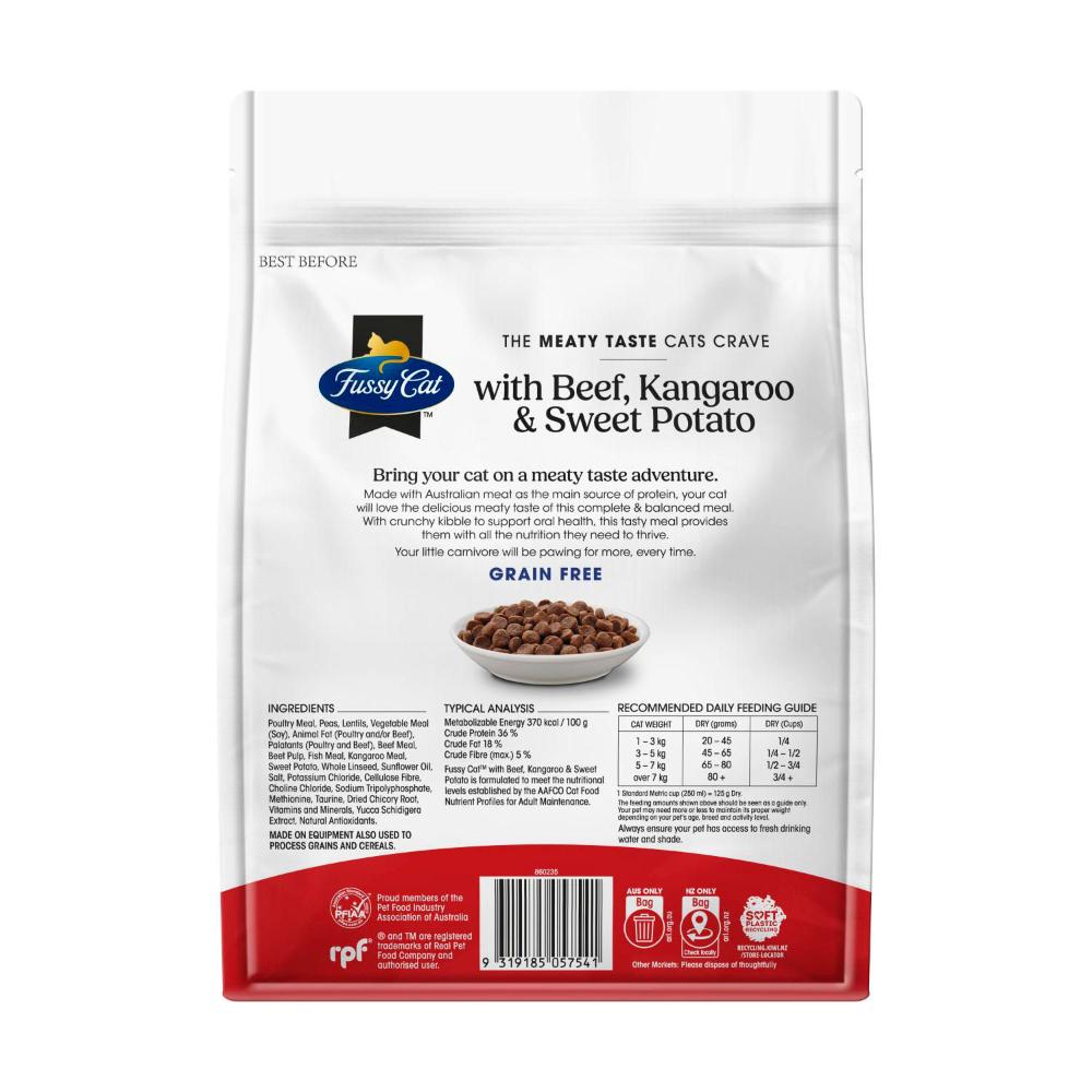 Fussy Cat Grain Free Adult Dry Cat Food Beef & Kangaroo With Sweet Potato - 500g