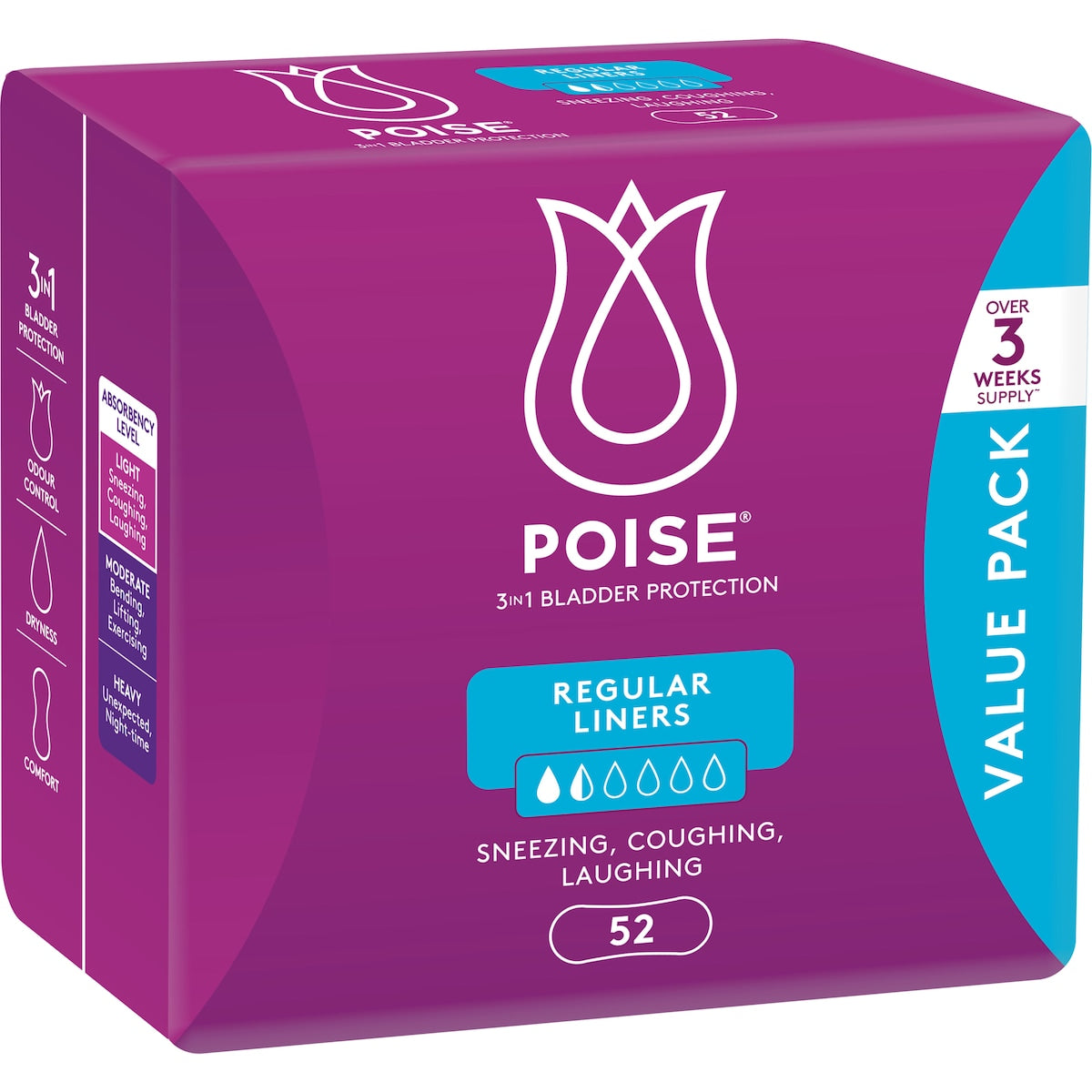 Poise Bladder Protection Liners Regular Value 52 pack