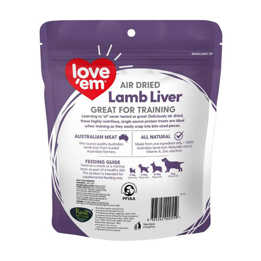 Love'em Air Dried Dog Treat Lamb Liver - 200g