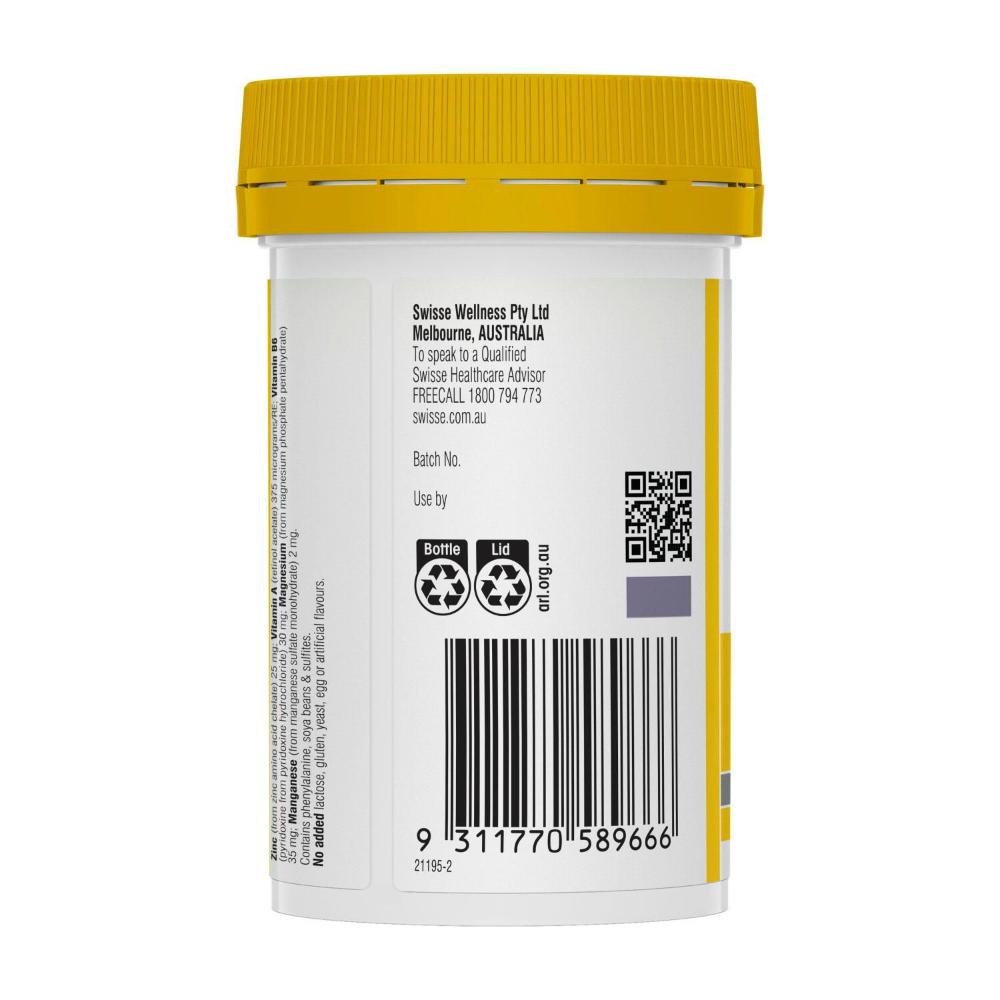 Swisse Ultiboost Zinc+ Contains Zinc For Immune System Health Support - 60 pack