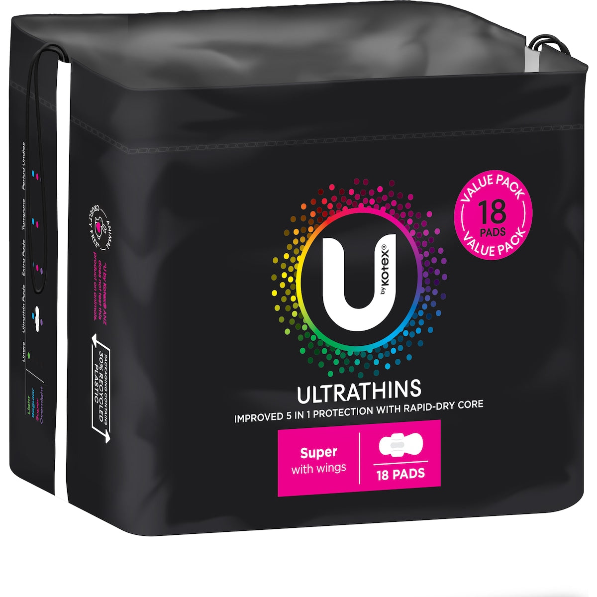 U by Kotex Ultrathin Pads Super With Wings Value 18 pack