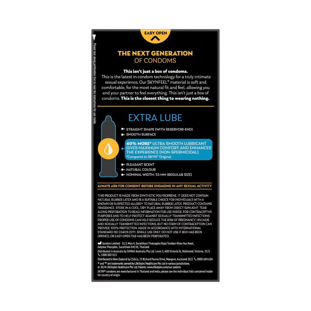 SKYN Extra Lube Condoms Regular - 10 Pack