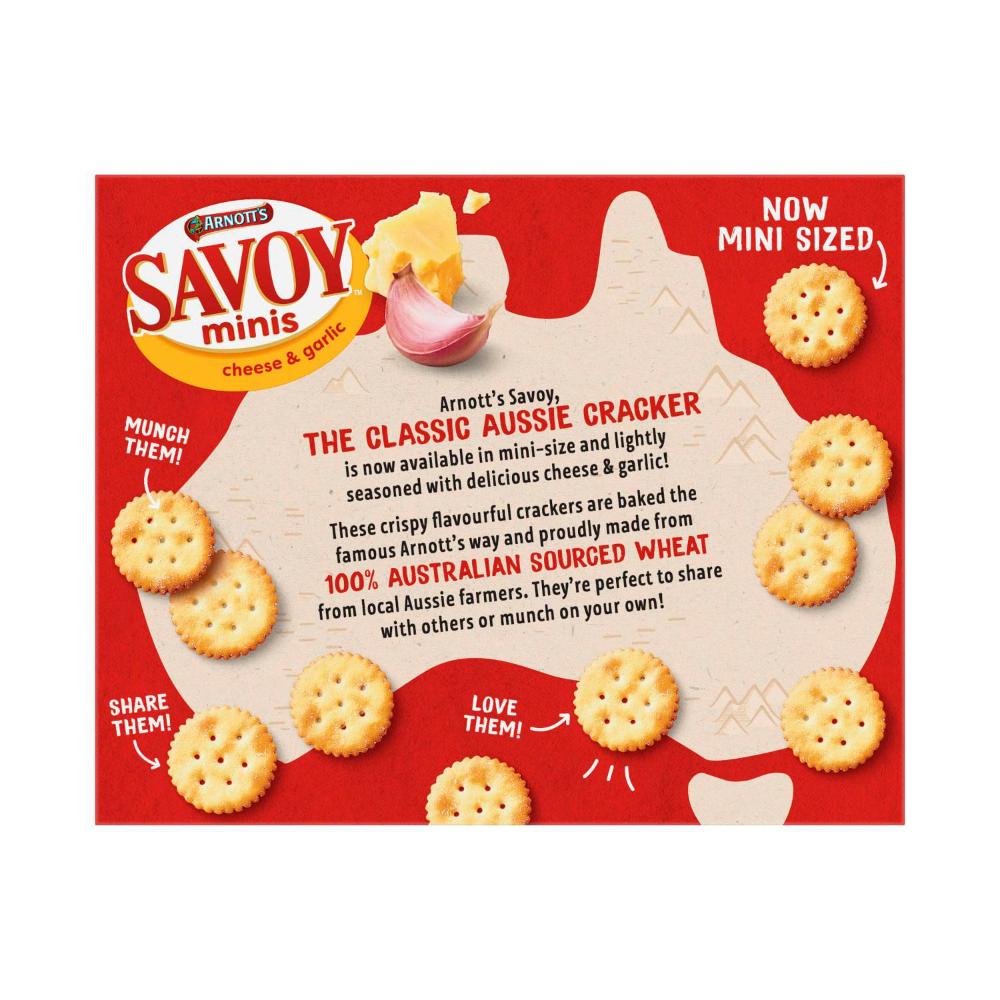 Arnott's Savoy Minis Crackers Cheese & Garlic - 170g