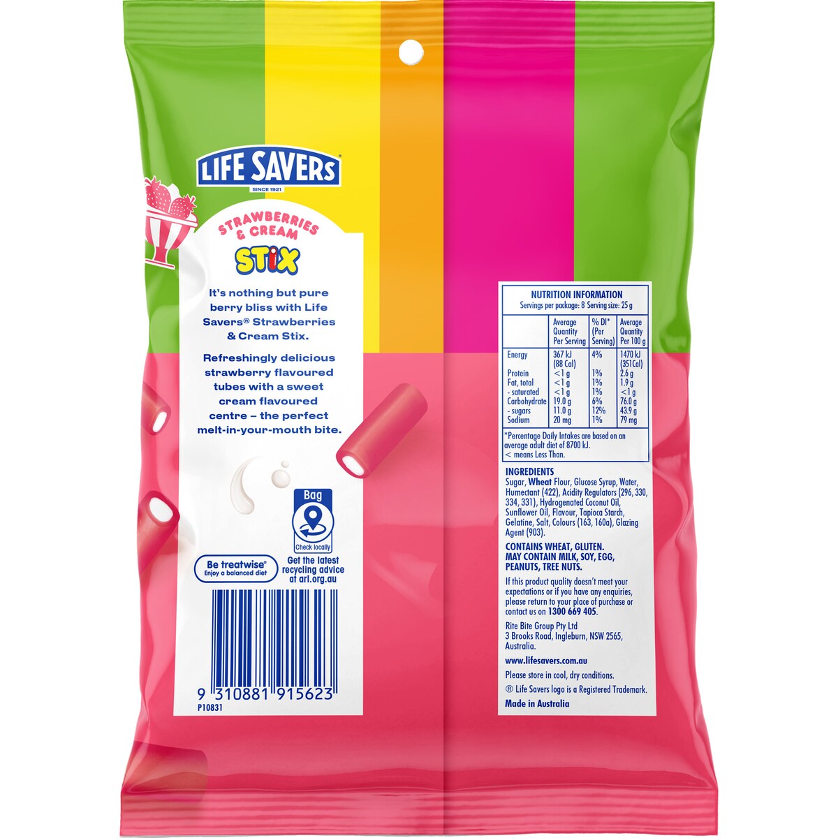 Life Savers Strawberries & Cream Stix 200g