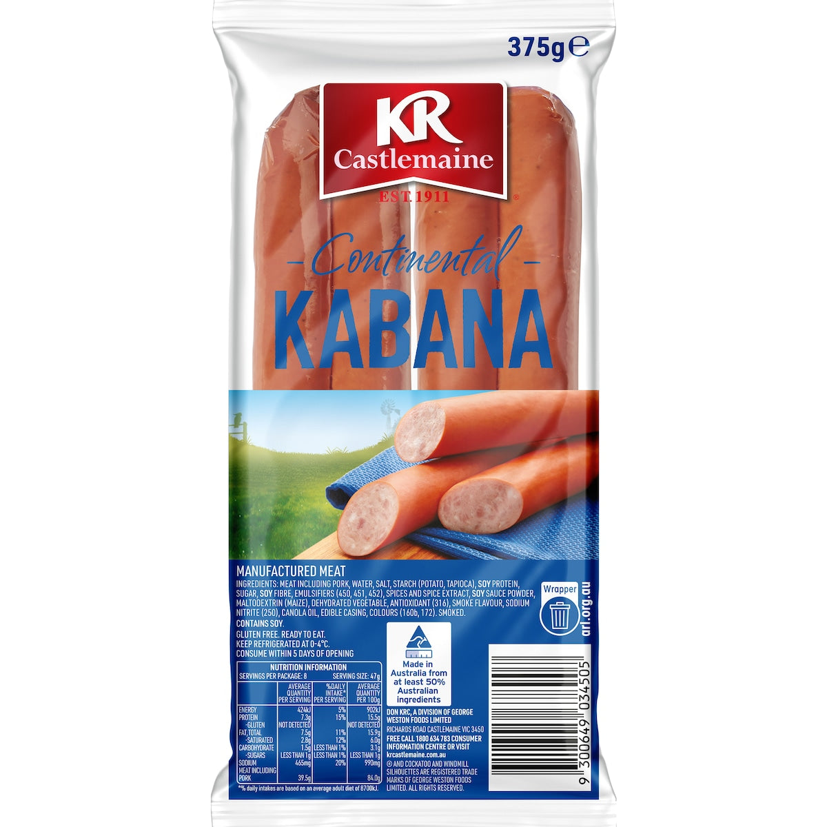 Kr Castlemaine Continental Kabana 375g