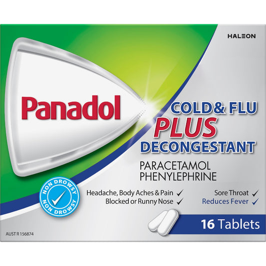Panadol Cold & Flu Plus Decongestant Paracetamol 500mg 16 Pack
