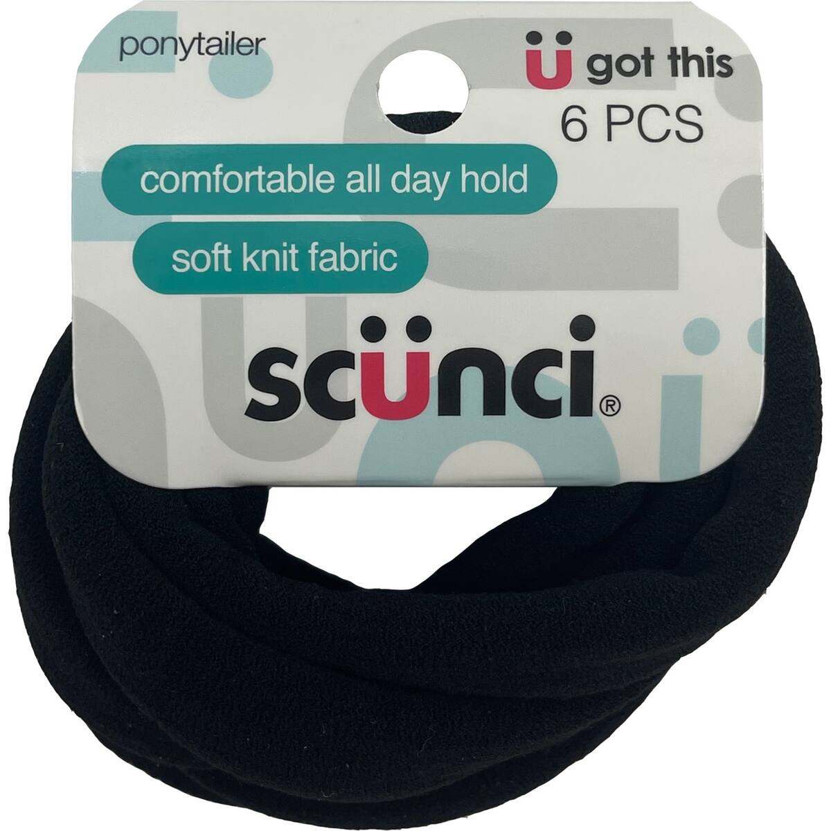 Scunci Ponytailer Black Knit 6 Pack