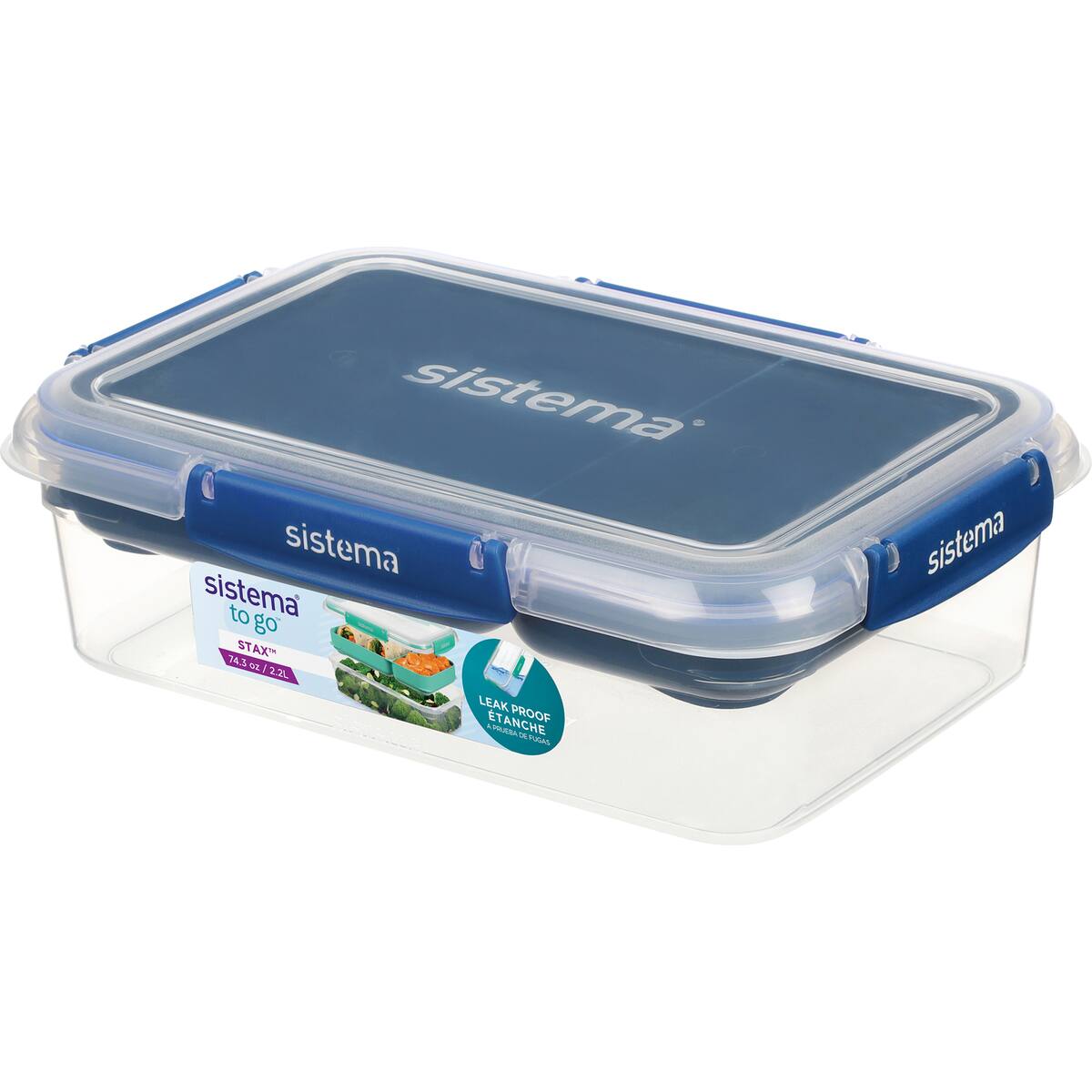 Sistema To Go Rectangle Stax Food Container Assorted 2.2l Each