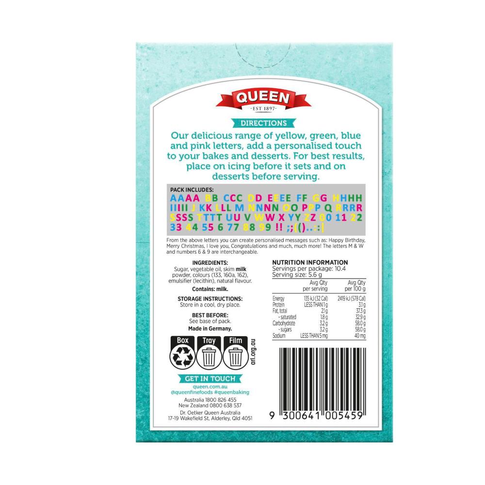 Queen Colourful Letters And Numbers - 50g