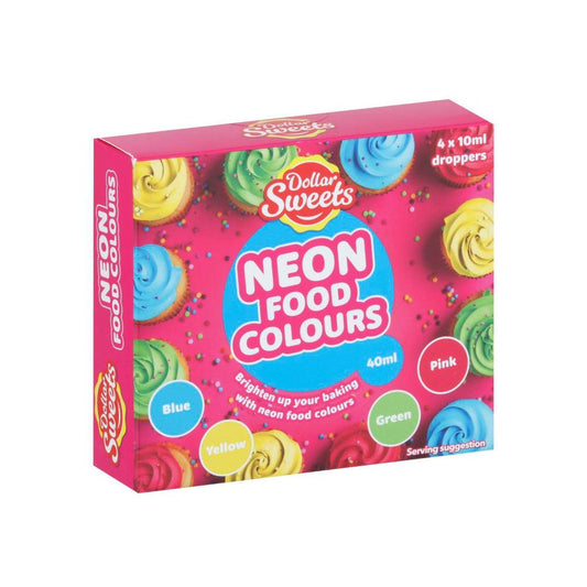 Dollar Sweets Neon Food Colours 4 Pack - 40mL