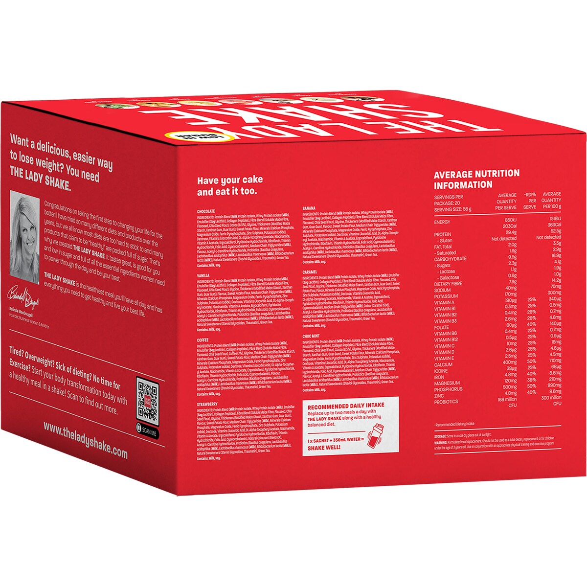 The Lady Shake Formulated Meal Replacement Variety Pack 56g X 20 Pack