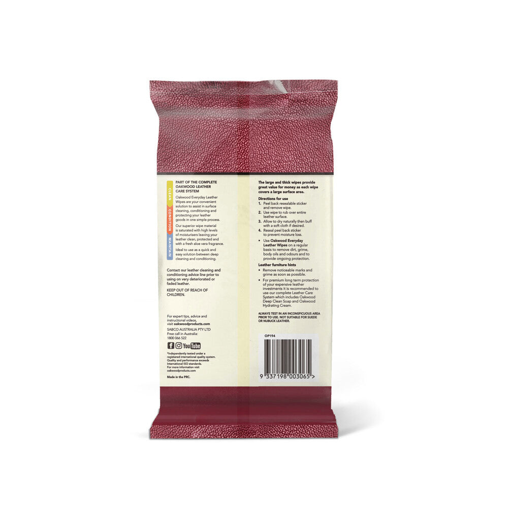 Oakwood Household Leather Wipes - 20 pack Each