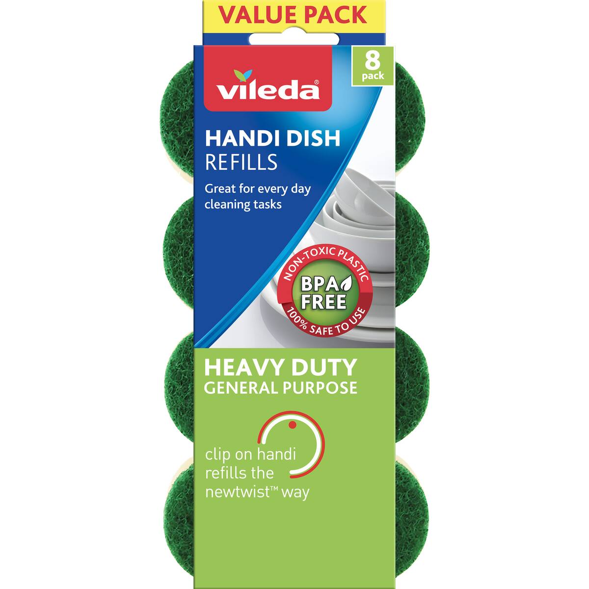 Vileda Handi Dish Refills Heavy Duty 8 Pack