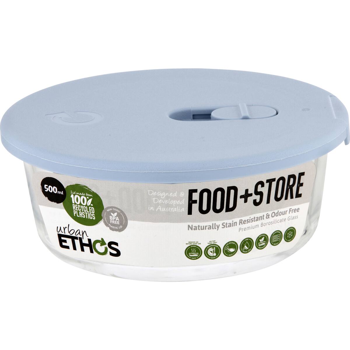 Urban Ethos Round Glass Container Assorted 500ml Each