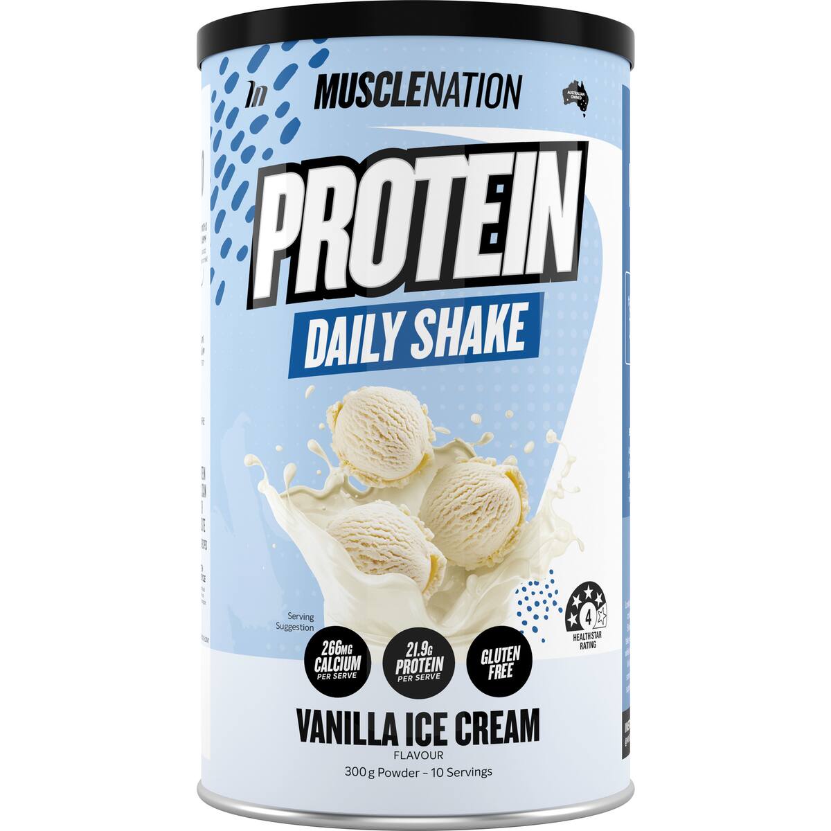 Muscle Nation Protein Daily Shake Powder Vanilla Ice Cream Flavour 300g