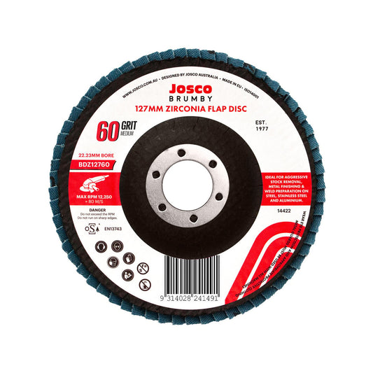 Josco 125mm 60 Grit Abrasive Flap Disc Zirconia Fast Grinding
