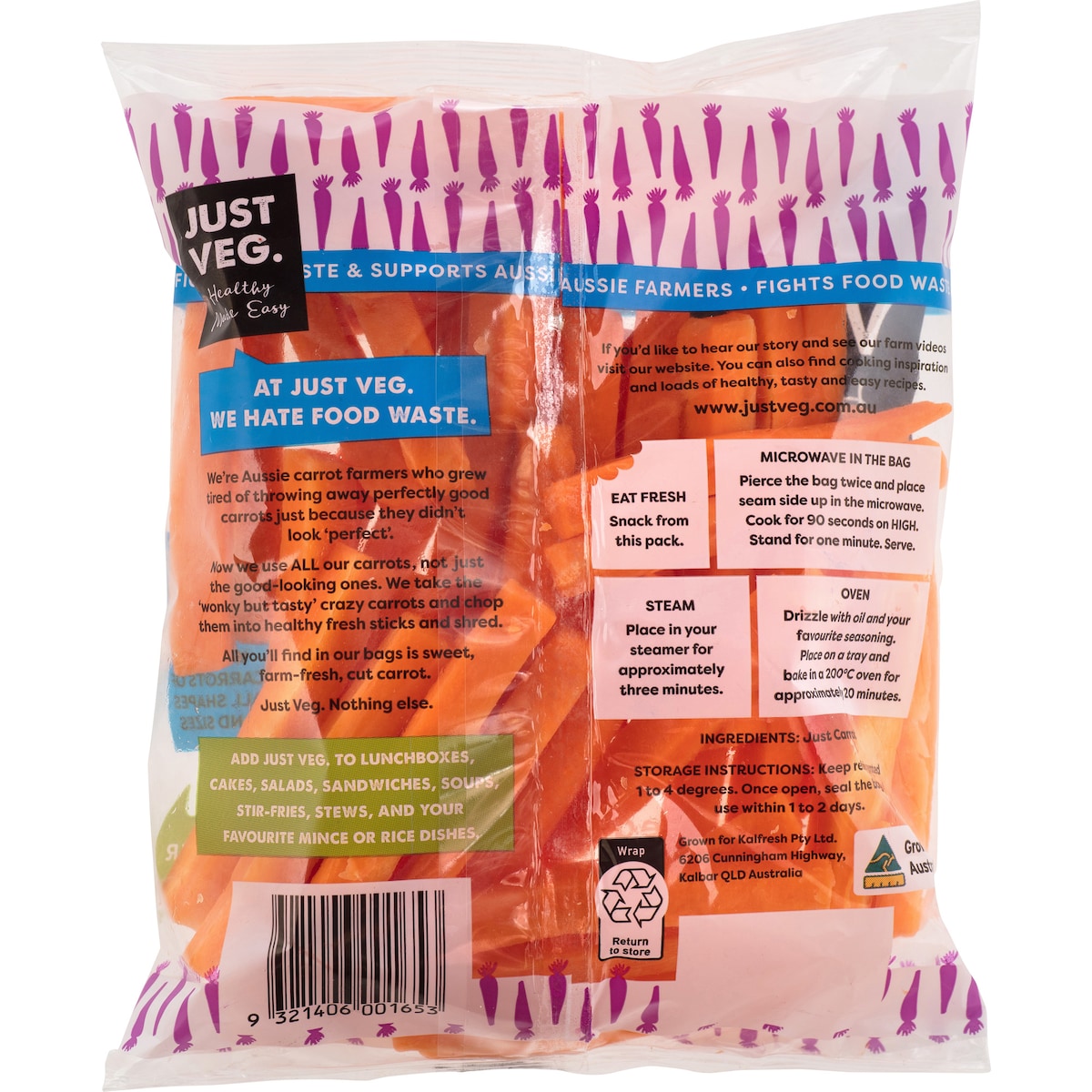 Just Veg. Carrot Sticks 300g