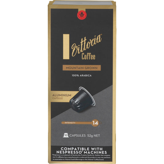 Vittoria Mountain Grown Nespresso Compatible Coffee Capsules Pack 10
